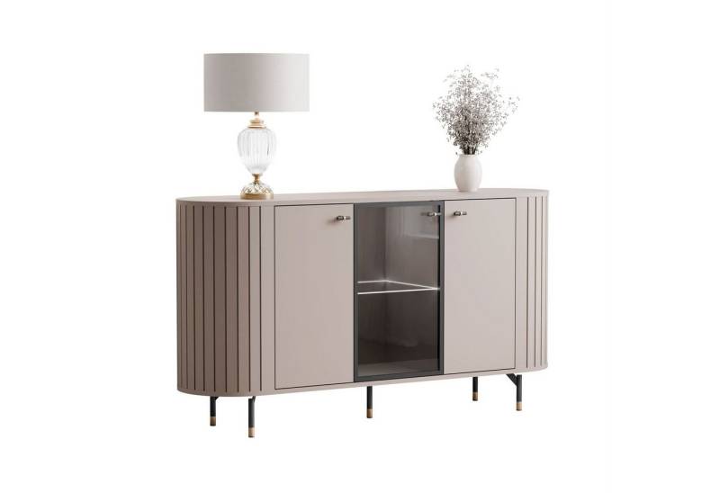 yourhouse24 Kommode ELODIE 3D, Vitrine mit LED, Geriffelt, Schwarz/Kaschmir yourhouse24 Kommode ELODIE 3D, Vitrine mit LED, Geriffelt, Schwarz/Kaschmir von yourhouse24