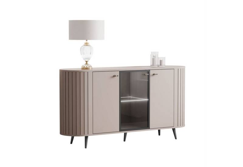 yourhouse24 Kommode ELODIE 3D, Vitrine mit LED, Geriffelt, Schwarz/Kaschmir yourhouse24 Kommode ELODIE 3D, Vitrine mit LED, Geriffelt, Schwarz/Kaschmir von yourhouse24