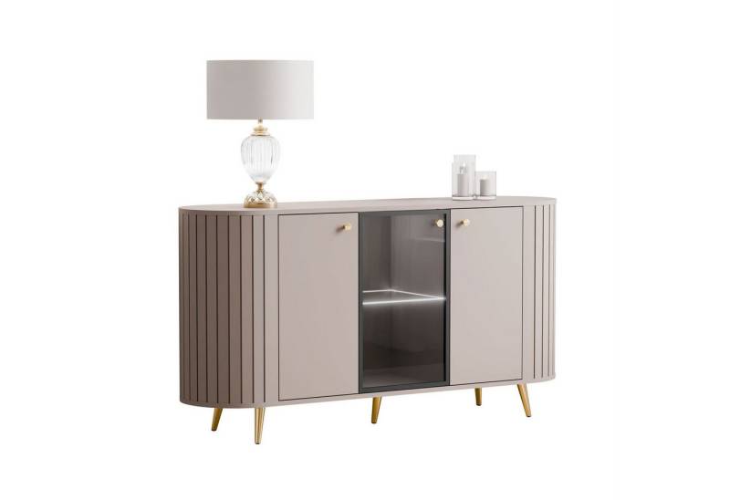 yourhouse24 Kommode ELODIE 3D, Vitrine mit LED, Geriffelt, Schwarz/Kaschmir yourhouse24 Kommode ELODIE 3D, Vitrine mit LED, Geriffelt, Schwarz/Kaschmir von yourhouse24