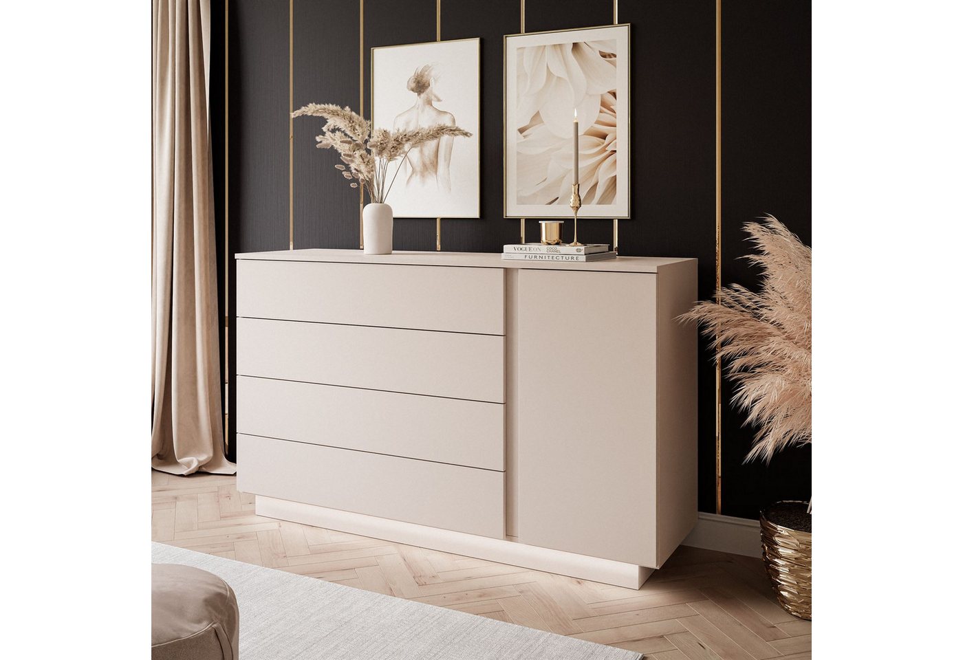 yourhouse24 Kommode LUNA II Sideboard Weiß Hochglanz Push-Open Chrom Griffe LED yourhouse24 Kommode LUNA II Sideboard Weiß Hochglanz Push-Open Chrom Griffe LED von yourhouse24