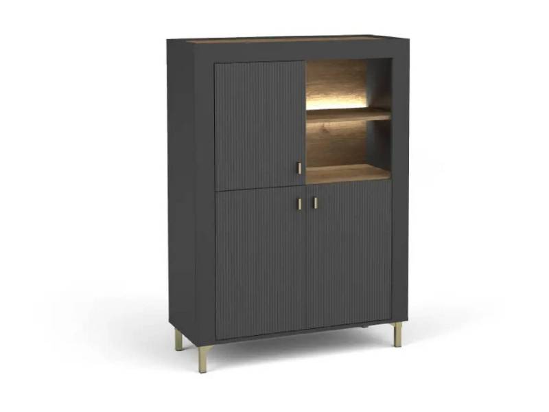 yourhouse24 Kommode Mossa MO5 mit LED-Beleuchtung Kaschmir, Weiß, Schwarz von yourhouse24