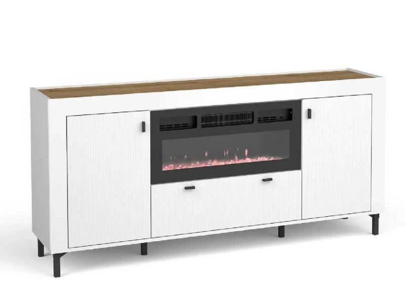 yourhouse24 Kommode Mossa MO7 mit elektrischem Kamin Weiß, Kaschmir, Schwarz von yourhouse24