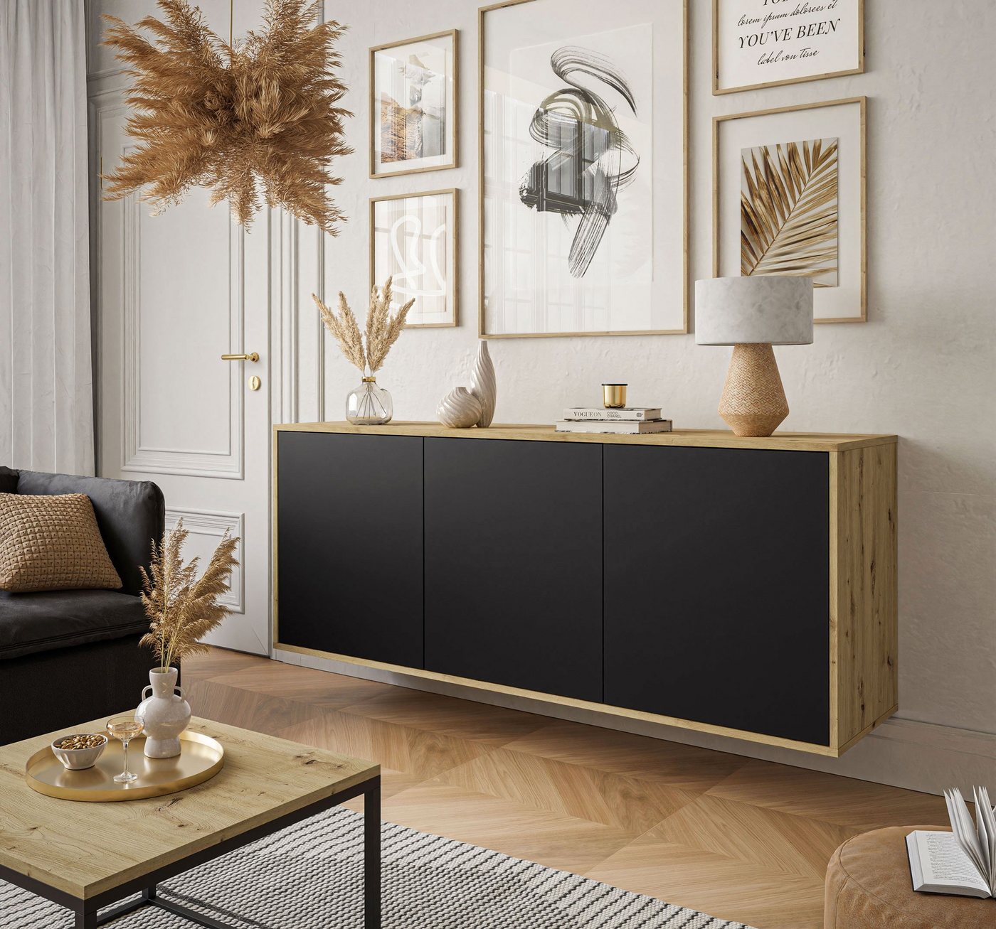 yourhouse24 Kommode Sanayi Hängende Sideboard Push-Open 154 cm von yourhouse24