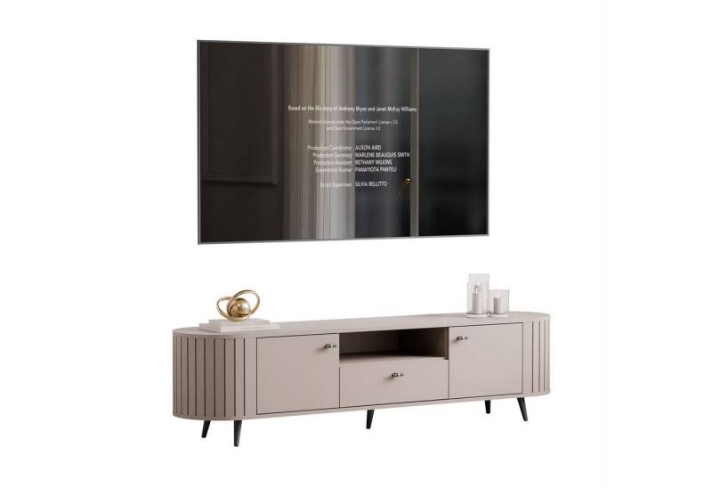 yourhouse24 TV-Schrank ELODIE 180 cm, Geriffelt, Lowboard Schwarz/Kaschmir von yourhouse24