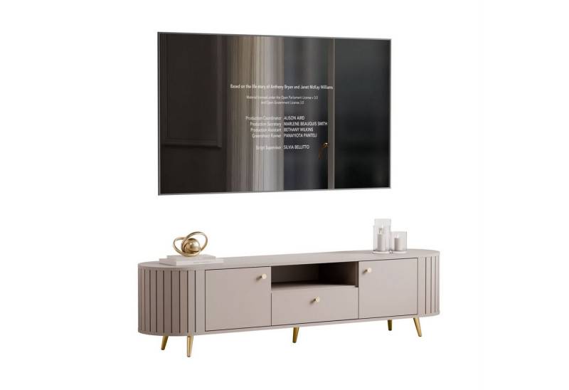 yourhouse24 TV-Schrank ELODIE 180 cm, Geriffelt, Lowboard Schwarz/Kaschmir von yourhouse24