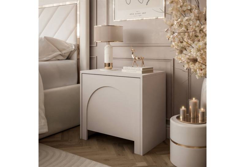 yourhouse24 Nachttisch ADRIANA Kaschmir/Schwarz/Weiß (1 Tisch mit Tür), Breite 54 cm von yourhouse24