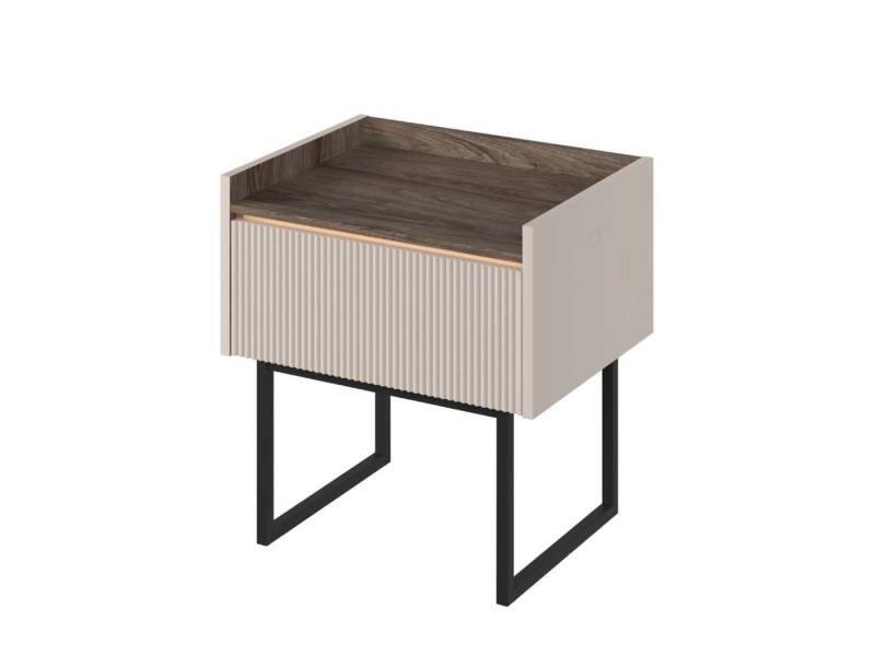 yourhouse24 Nachttisch LAGO LG-08 mit Beleuchtung Beige von yourhouse24