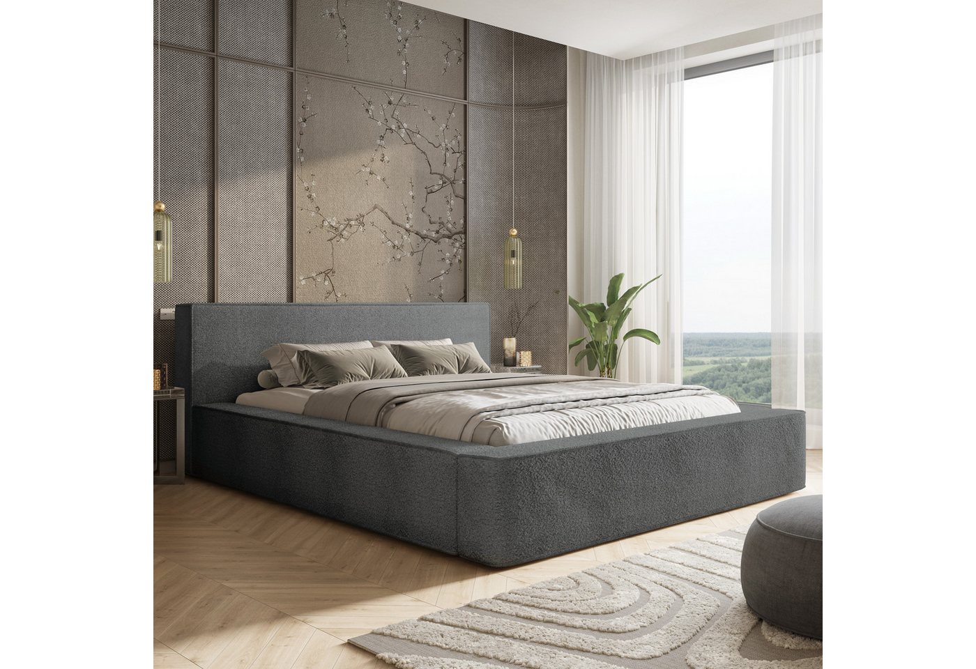 yourhouse24 Polsterbett Alma Bouclé (Bettgestell mit Lattenrost), Bouclé-Stoffbezug, Gepolstertes Kopfteil, Wolkenbett yourhouse24 Polsterbett Alma Bouclé (Bettgestell mit Lattenrost), Bouclé-Stoffbezug, Gepolstertes Kopfteil, Wolkenbett von yourhouse24