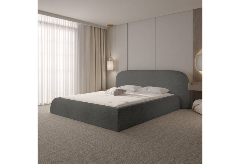 yourhouse24 Polsterbett Bett Atlanta Bouclé mit Stauraum (Lattenrost und Bettkasten inklusive), Hausbett, inkl. Bettkasten, in 3 Farben von yourhouse24