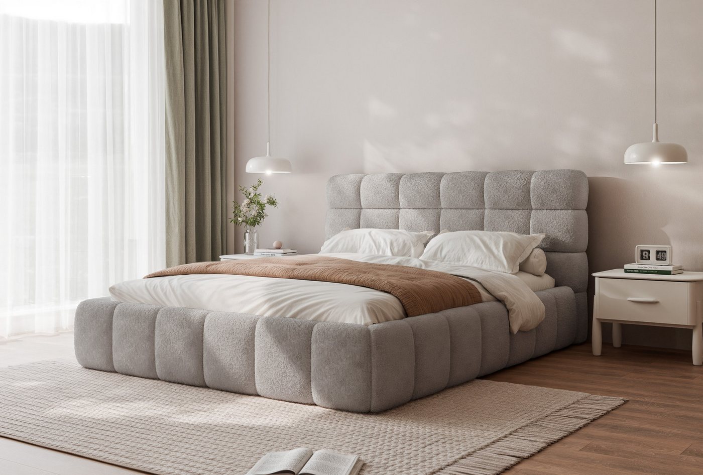 yourhouse24 Polsterbett Bubble Doppelbett Bettgestell Lattenrost mit Bettkasten (Bettgestell mit Bettkasten und Lattenrost), Stauraumbett mit integriertem Bettkasten yourhouse24 Polsterbett Bubble Doppelbett Bettgestell Lattenrost mit Bettkasten (Bettgestell mit Bettkasten und Lattenrost), Stauraumbett mit integriertem Bettkasten von yourhouse24