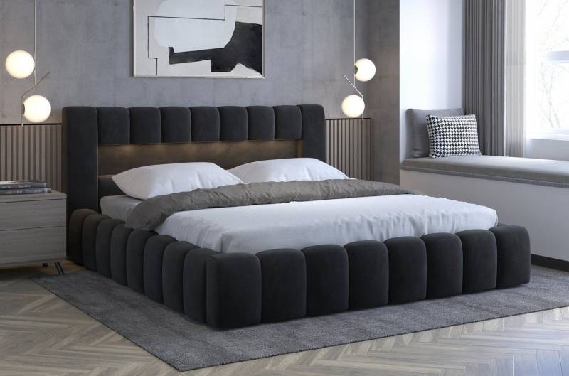 yourhouse24 Polsterbett Lamica Holzrahmen Bett Doppelbett Bettgestell Lattenrost mit LED (Bettgestell mit LED und Lattenrost), Stoffbezug, Ziernähte, modernes Design yourhouse24 Polsterbett Lamica Holzrahmen Bett Doppelbett Bettgestell Lattenrost mit LED (Bettgestell mit LED und Lattenrost), Stoffbezug, Ziernähte, modernes Design von yourhouse24