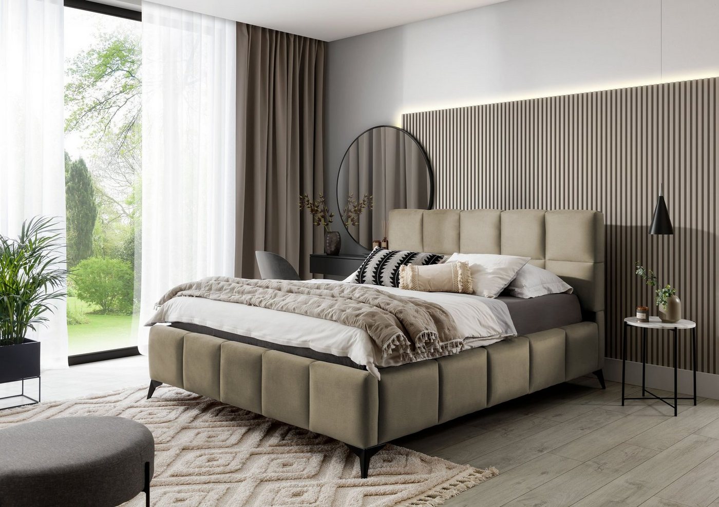 yourhouse24 Polsterbett Mist Bett Doppelbett Bettgestell mit Lattenrost von yourhouse24