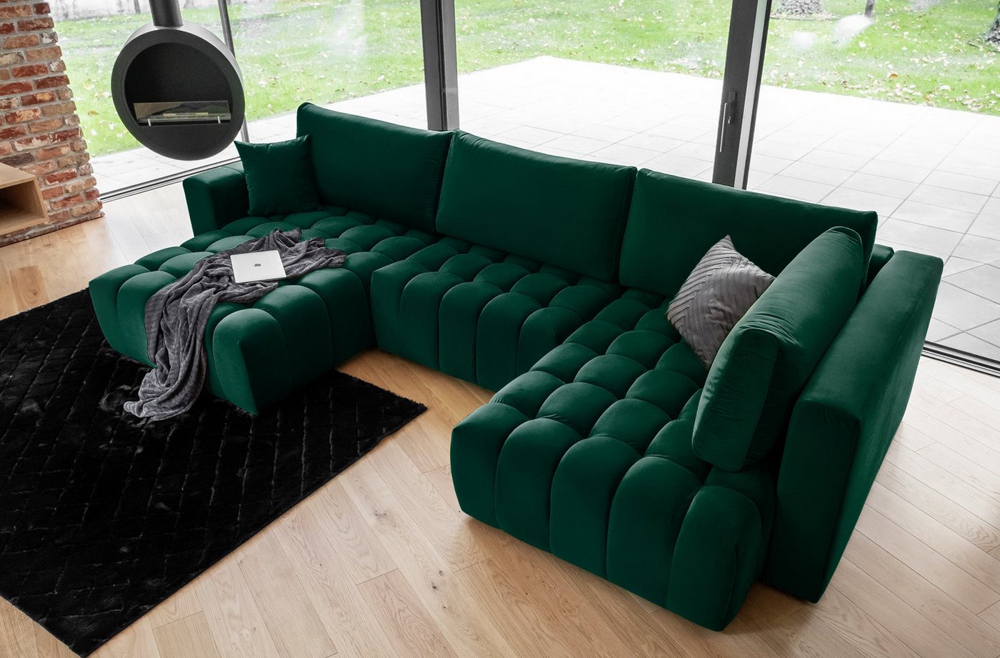 yourhouse24 Wohnlandschaft Bonito U, mit Schlaffunktion und Bettkasten, Ecksofa, U-Form Couch von yourhouse24