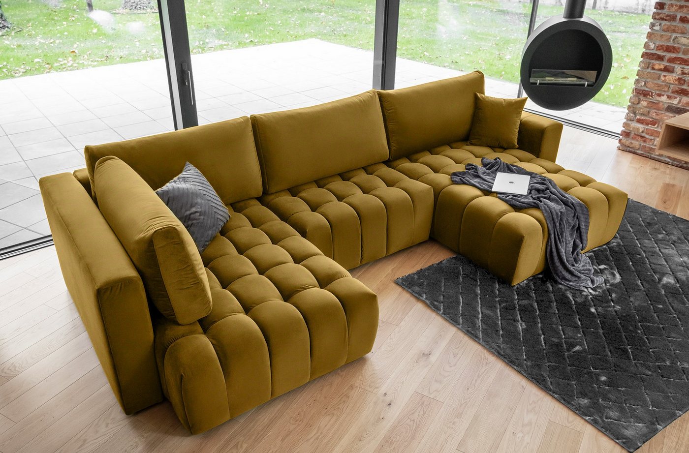 yourhouse24 Wohnlandschaft Bonito U, mit Schlaffunktion und Bettkasten, Ecksofa, U-Form Couch von yourhouse24