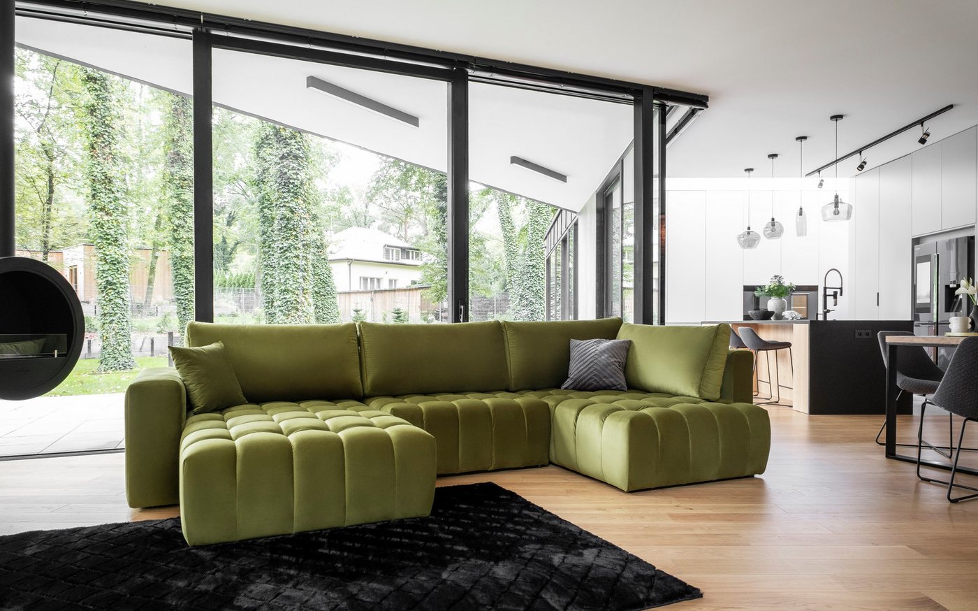 yourhouse24 Wohnlandschaft Bonito U, mit Schlaffunktion und Bettkasten, Ecksofa, U-Form Couch von yourhouse24