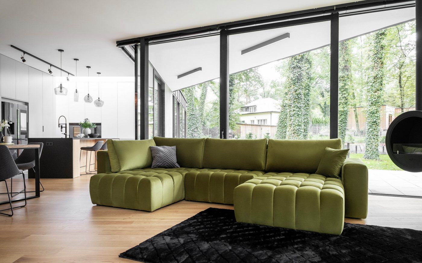 yourhouse24 Wohnlandschaft Bonito U, mit Schlaffunktion und Bettkasten, Ecksofa, U-Form Couch von yourhouse24