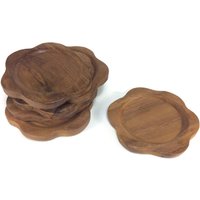 Untersetzer Holz Blumenform Untertassen Trinken Handgemachte Teak Halter Spender Becherhalter 6 Stück von yoursupply