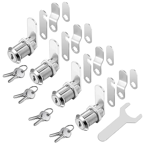 YOUTU® 4 Stück Briefkastenschloss Möbelschlösser Zylinderschloss Zylinder Cam Lock Schrankschloss Spindtürschloss Schubladeschloss, mit 8 Schlüsseln Alle Schlüssel sind gleich (25mm) von youtu