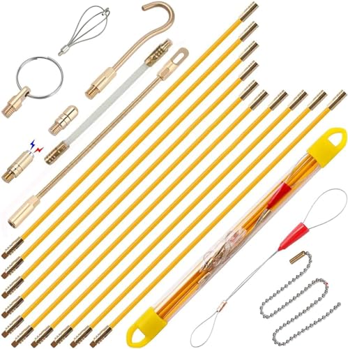 Kabelstangen Fish Tape, Hohe Zugfestigkeit | Problemlose Kabelführung | Optimales Steifigkeits-Flexibilitäts-Verhältnis | Reibungslose Kabelführung | 10 Stangen x 100 cm. (10m) von youtu