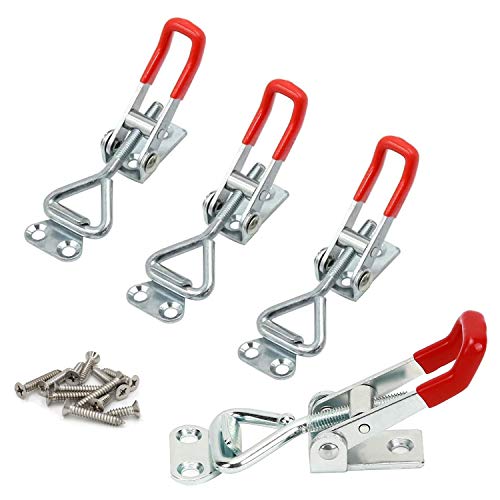 YOUTU® Spannverschluss, Klein Kniehebelspanner Verstellbar, Halten Kapazität Latch Button Toggle Latch 150kg, Mit 16 Stücke Schrauben Metall Haltekapazität Türriegel (4 Stück) von youtu