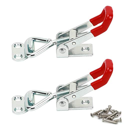 YOUTU® Spannverschluss, Klein Kniehebelspanner Verstellbar, Halten Kapazität Latch Button Toggle Latch 150kg, Mit 8 Stücke Schrauben Metall Haltekapazität Türriegel (2 Stück) von youtu