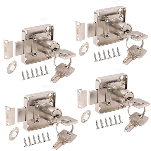 YOUTU® Möbelschloß Zylinder-Möbelschloss 22mm Schrankschloss Schloß Schrank Set, Schlosskörper Aus Druckguss-Edelstahl, Hlüssel aus reinem Kupfer. (Alle Schlüssel Gleich Schlösser) von youtu