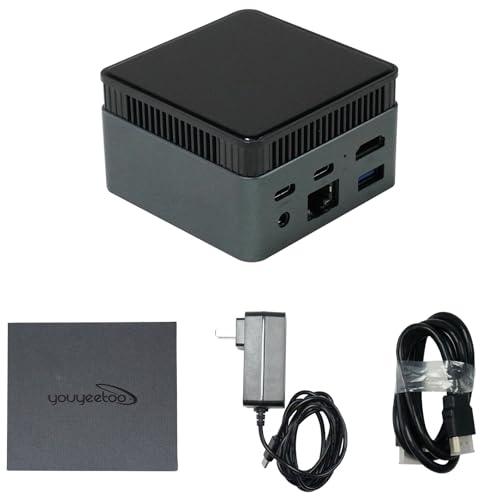 youyeetoo BY53 Mini PC, Intel N150 CPU - up to 3.6GHz, 12GB LPDDR5 4800MHz RAM, 0GB - 512GB M.2 NVME SSD, Mini Gaming PC, with USB-C DP, HDMI 2.0 4K, for Office/HTPC (BY53(12GB+ no SSD)) von youyeetoo
