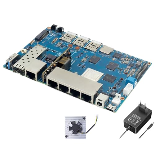 youyeetoo Banana Pi BPI-R4 WiFi 7 Router Entwicklungsboard, 8GB RAM,8GB eMMC, MediaTek MT7988A Chip, 2X 10Gbe SFP Slot (POE Version(Mit POE),8GB RAM,8GB eMMC) von youyeetoo