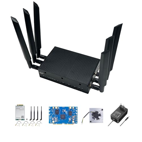 youyeetoo Banana Pi BPI-R4 WiFi 7 Router Entwicklungsboard, 8GB RAM,8GB eMMC, MediaTek MT7988A Chip, 2X 10Gbe SFP Slot (mit Wi-Fi 7+5G Modul-Paket,8GB RAM,8GB eMMC) von youyeetoo