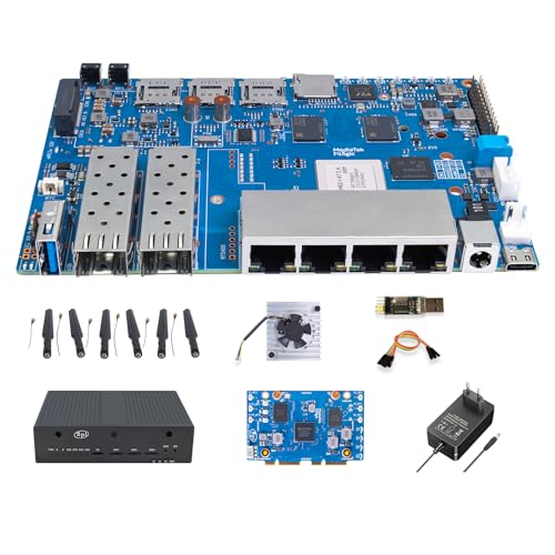 youyeetoo Banana Pi BPI-R4 WiFi 7 Router Entwicklungsboard, 4/8GB RAM,8GB eMMC, MediaTek MT7988A Chip, 2X 10Gbe SFP Slot (mit Wi-Fi 7 Paket(Unmontierte Version),8GB RAM,8GB eMMC) von youyeetoo