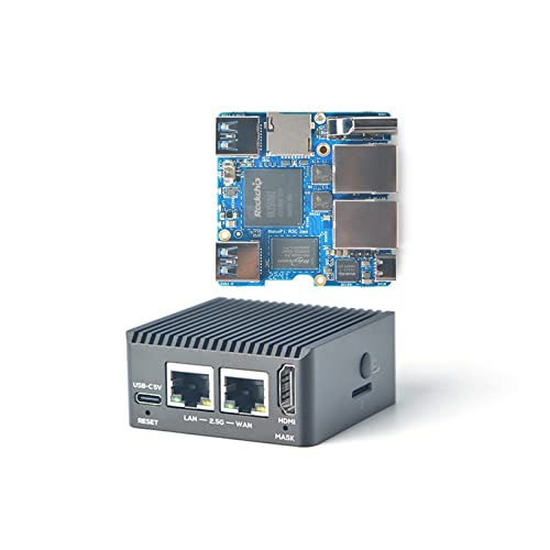 youyeetoo NanoPi R5C Mini-Router mit Metallgehäuse, 2 GB LPDDR4X 32 GB eMMC, RK3568 Development Board 0.8TOPS NPU Support OpenWrt Docker, Zwei Ethernet Ports, M.2, HDMI 2.0 (Standard-Kit) von youyeetoo