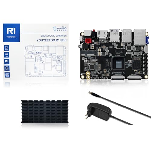 youyeetoo R1 Single Board Computer -Basic Rockchip RK3588S -8K Display -Unterstützung HDMI 2.1, SATA 3.0, PCIe 2.0 SSD, USB Host x5, NFC -AIoT/NAS -Android 13/Debian (8GB RAM+64GB eMMC(Power Kit)) von youyeetoo