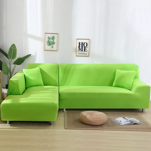 youyoucool Sektionalsofabezüge, L-förmige Sofabezüge, Weichheit, Möbelschonbezüge, L-förmig, Polyestergewebe, Stretch-Couchüberzüge, 3-Sitzer + 4-Sitzer (Fruchtgrün), 2 Stück von youyoucool