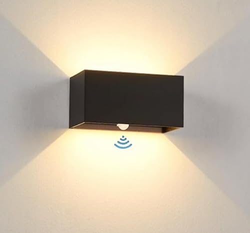 yovurond 20W LED Wandleuchte mit Bewegungsmelder 3000K LED Wandlampen Weiß Aussenleuchte Rechteckig Verstellbar Abstrahlwinkel Wandlampe mit Bewegungsmelder IP65 (Schwarz 3000K) von yovurond