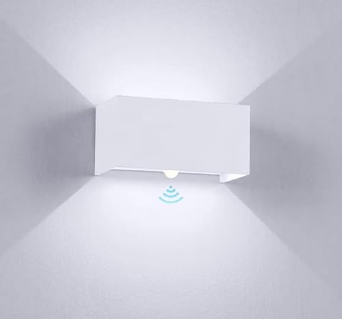 yovurond 20W LED Wandleuchte mit Bewegungsmelder 3000K LED Wandlampen Weiß Aussenleuchte mit Bewegungsmelder Rechteckig Verstellbar Abstrahlwinkel Wandlampe mit Bewegungsmelder IP65 (weiß 6000K) von yovurond