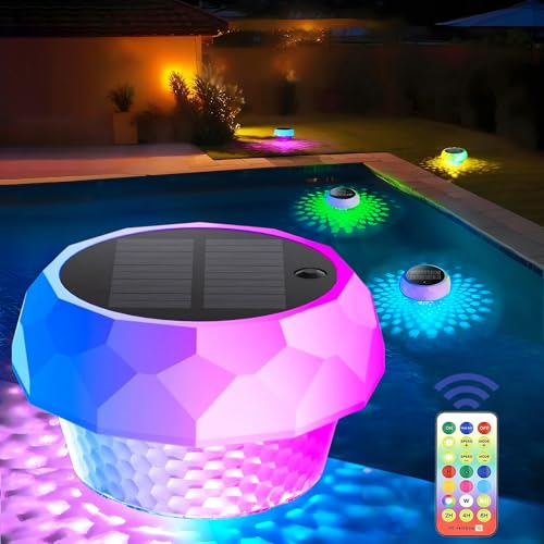 yowin Poolbeleuchtung Solar Teich Deko, Pool Lichter Unterwasser mit Fernbedienung, Dimmbar Farbwechselnde Schwimmende Poollampe Wasserdicht Floating Pool Lights für Whirlpool Badewanne Garten yowin Poolbeleuchtung Solar Teich Deko, Pool Lichter Unterwasser mit Fernbedienung, Dimmbar Farbwechselnde Schwimmende Poollampe Wasserdicht Floating Pool Lights für Whirlpool Badewanne Garten von yowin