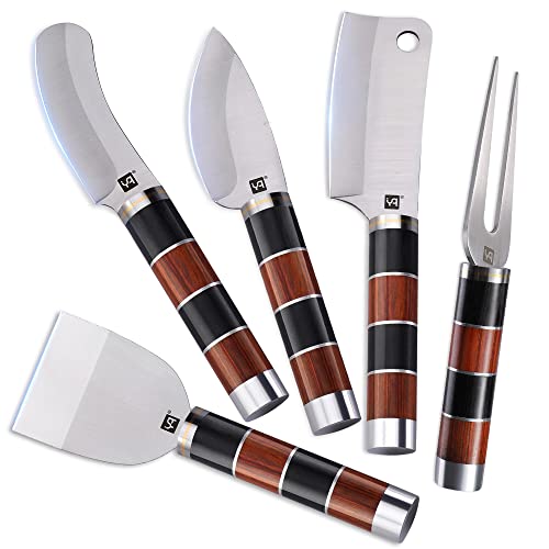 YQ 5 Stück Käsemesser-Set mit buntem Holzgriff,Edelstahl Käsemesserset für charcuterieplatten zubehör,Käsehobel Käseschneider Cheese Knife Set,Charcuterie Messer Set Geschenkbox von yq