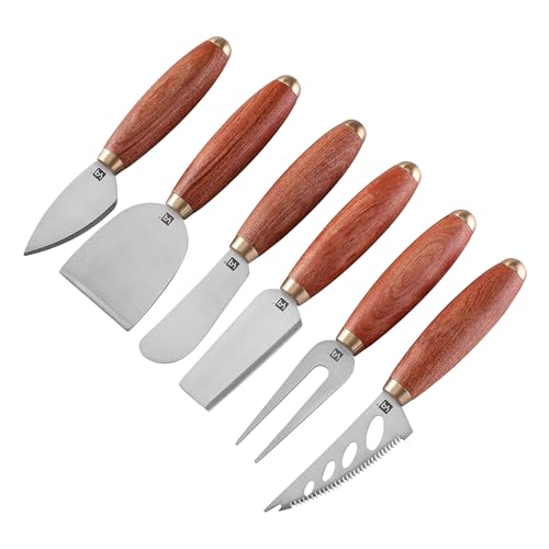 yq 6 Stück Käsemesser Set mit Palisanderholz Griff,Cheese Knife Set Käseschneider für Charcuterie Boards Zubehör,Geschenk für Hochzeit Housewarming Thanksgiving Weihnachten von yq