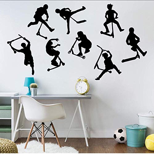 Wandtattoos Set Von 8 Stunt Scooter Wandaufkleber Kinder Kinderzimmer Poster Zimmer Fahrrad Sport Wandtattoo Schlafzimmer Vinyl Dekor Tapete 56X77Cm von yrfchgj