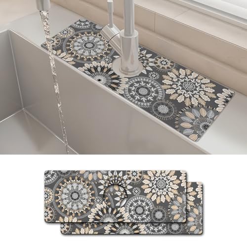 2 Stück 38,1 x 14 cm Küchenspüle, Spritzschutz, Wasserhahnmatte, Mandala, super saugfähig, schnell trocknend, Wasserhahnschutz und Abtropfmatte, Spülbecken-Spritzschutz hinter dem Wasserhahn für Küche 2 Stück 38,1 x 14 cm Küchenspüle, Spritzschutz, Wasserhahnmatte, Mandala, super saugfähig, schnell trocknend, Wasserhahnschutz und Abtropfmatte, Spülbecken-Spritzschutz hinter dem Wasserhahn für Küche von yrhsnclsdg