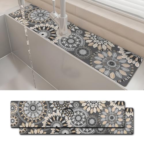 2 Stück 61 x 14 cm Küchenspüle Spritzschutz Wasserhahn Matte Mandala Super saugfähig schnell trocknend Wasserhahn Schutz & Abtropfmatte Spüle Spritzschutz hinter Wasserhahn für Küche Badezimmer 2 Stück 61 x 14 cm Küchenspüle Spritzschutz Wasserhahn Matte Mandala Super saugfähig schnell trocknend Wasserhahn Schutz & Abtropfmatte Spüle Spritzschutz hinter Wasserhahn für Küche Badezimmer von yrhsnclsdg