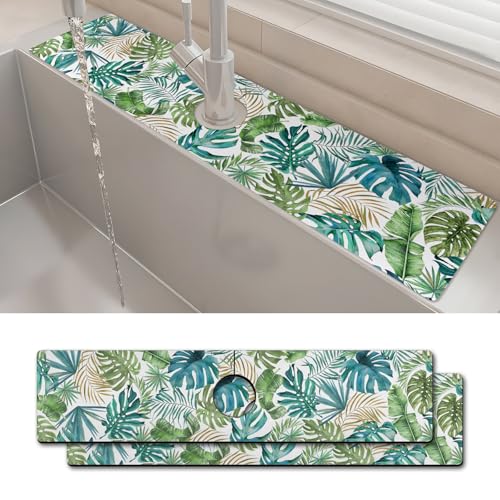 Spritzschutz für Küchenspüle, 61 x 14 cm, super saugfähig, schnell trocknend, Wasserhahnschutz und Abtropfmatte, Spritzschutz hinter dem Wasserhahn für Küche, Badezimmer, 2 Stück Spritzschutz für Küchenspüle, 61 x 14 cm, super saugfähig, schnell trocknend, Wasserhahnschutz und Abtropfmatte, Spritzschutz hinter dem Wasserhahn für Küche, Badezimmer, 2 Stück von yrhsnclsdg