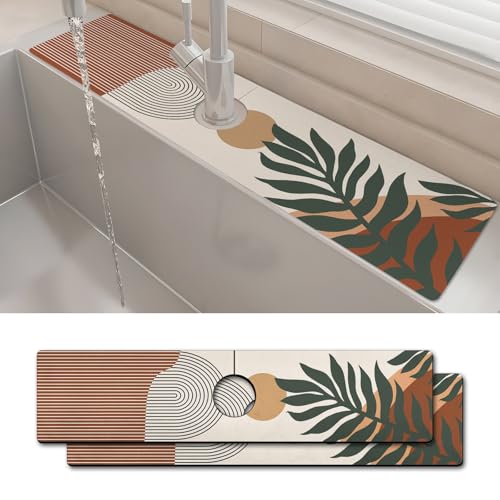 Spritzschutz für Küchenspüle, Boho, super saugfähig, schnell trocknend, Wasserhahnschutz und Abtropfmatte, Spritzschutz hinter dem Wasserhahn, für Küche, Badezimmer, 2 Stück von yrhsnclsdg