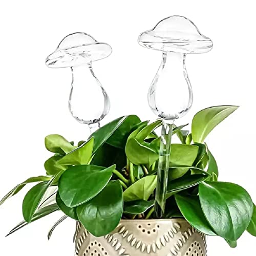 Pflanzenbewässerungsbirnen,2 Pilze Bewässerungskugeln Pilze für Pflanzen Selbstbewässernde Kugeln Glass Watering Globe Selbstbewässernde Spikes Selbstbewässernde Glühbirnen für drinnen und draußen… von ysister