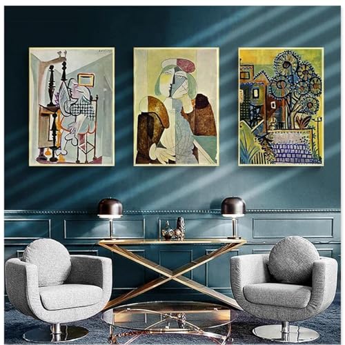 ytonghao Eine Sammlung von Pablo Picasso-Postern und abstrakten bedruckten Leinwanddrucken für Wandkunst, Bild für Raumdekoration, 19,6 x 27,5 Zoll (50 x 70 cm) x 3, ohne Rahmen von ytonghao