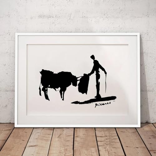 ytonghao Pablo Picasso Minimalistisches Leinwandgemälde, Wandbilder, Kunstdekor, Schwarz-Weiß-Plakatdrucke mit spanischem Stierkämpfer, Dekoration, 40 x 60 cm, ohne Rahmen von ytonghao