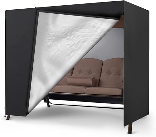 ytwkafa Twkafa Hollywoodschaukel Abdeckung 3 Sitzer, 600D Oxford Abdeckung Hollywoodschaukel Winterfest, Schwerlast ReißFest SchutzhüLle GartenmöBel Abdeckung Gartenbank (220×150×150cm Schwarz von ytwkafa