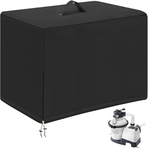 Ytwkafa Poolpumpe Abdeckung, Technikbox FüR Poolpumpe, 420d Schwere AusfüHrung Abdeckung Poolpumpe, Wasserdichte Sandfilteranlage Abdeckung FüR Clear Poolpumpe (Schwarz, 66x62x72CM) von ytwkafa