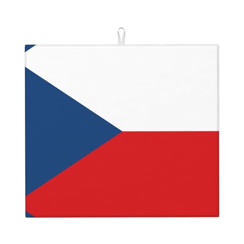Abtropfmatte für Küche Flagge der Tschechischen Republik Wasserabsorbierend, schnell trocknend, rutschfest, geeignet für Geschirr, einfach zu lagern und zu reinigen. von yuangjhop