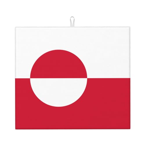Abtropfmatte mit Grönland-Flagge, wasserabsorbierend, schnell trocknend, rutschfest, geeignet für Geschirr, einfach zu lagern und zu reinigen. von yuangjhop